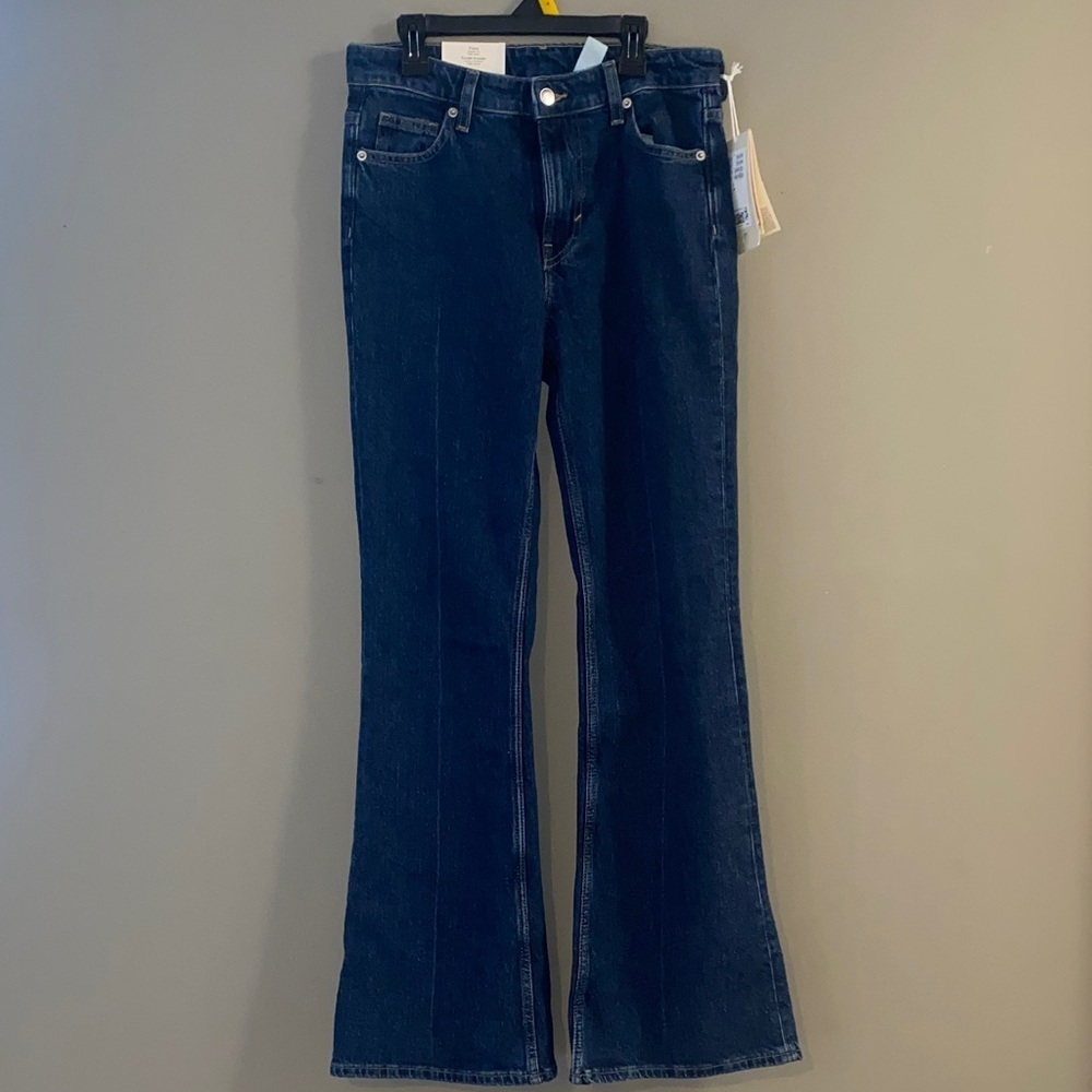 H&M Dark Blue Flare Women's Jeans Regular Fit High Waist
